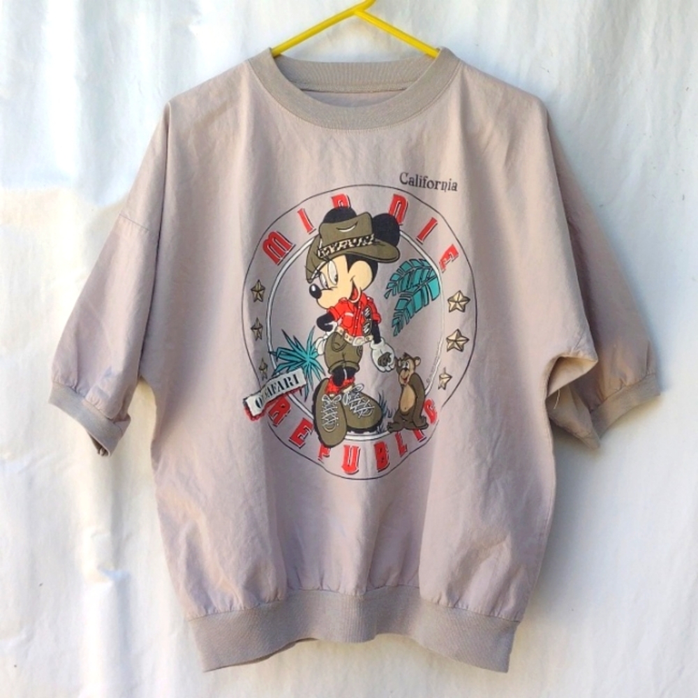 Vintage Disney Minnie Mouse Republic Safari Woven California T-shirt Tan Large